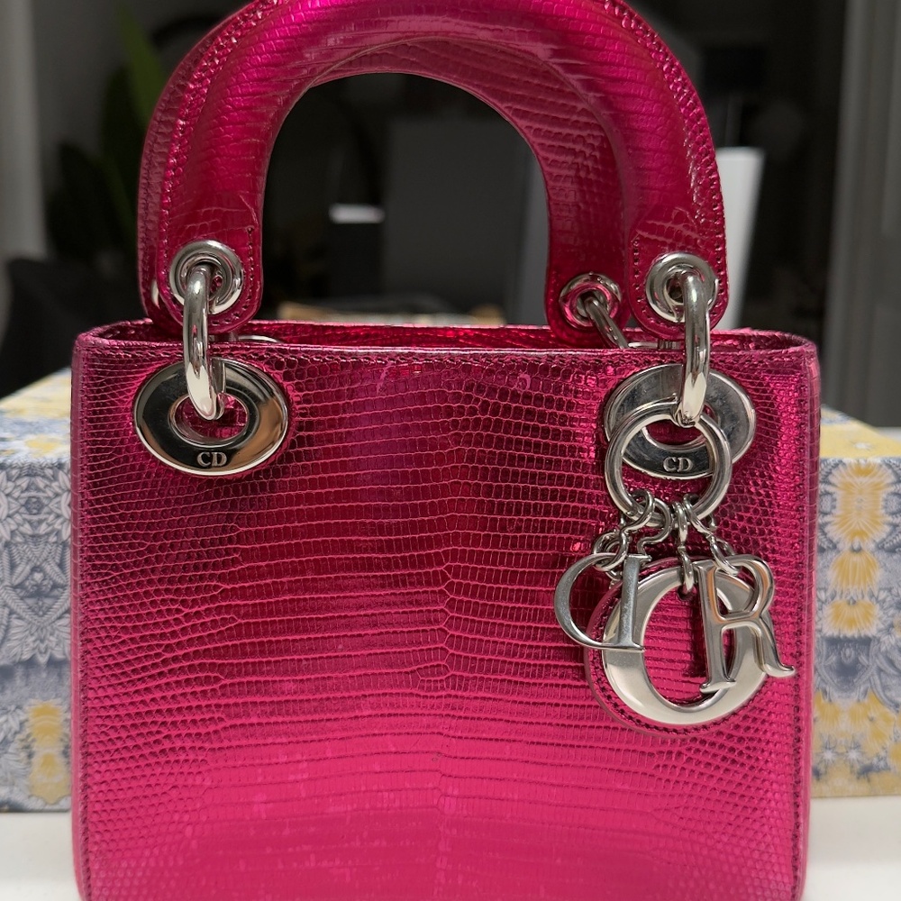 Mini Lady Dior Python Skin -Pink - image 4